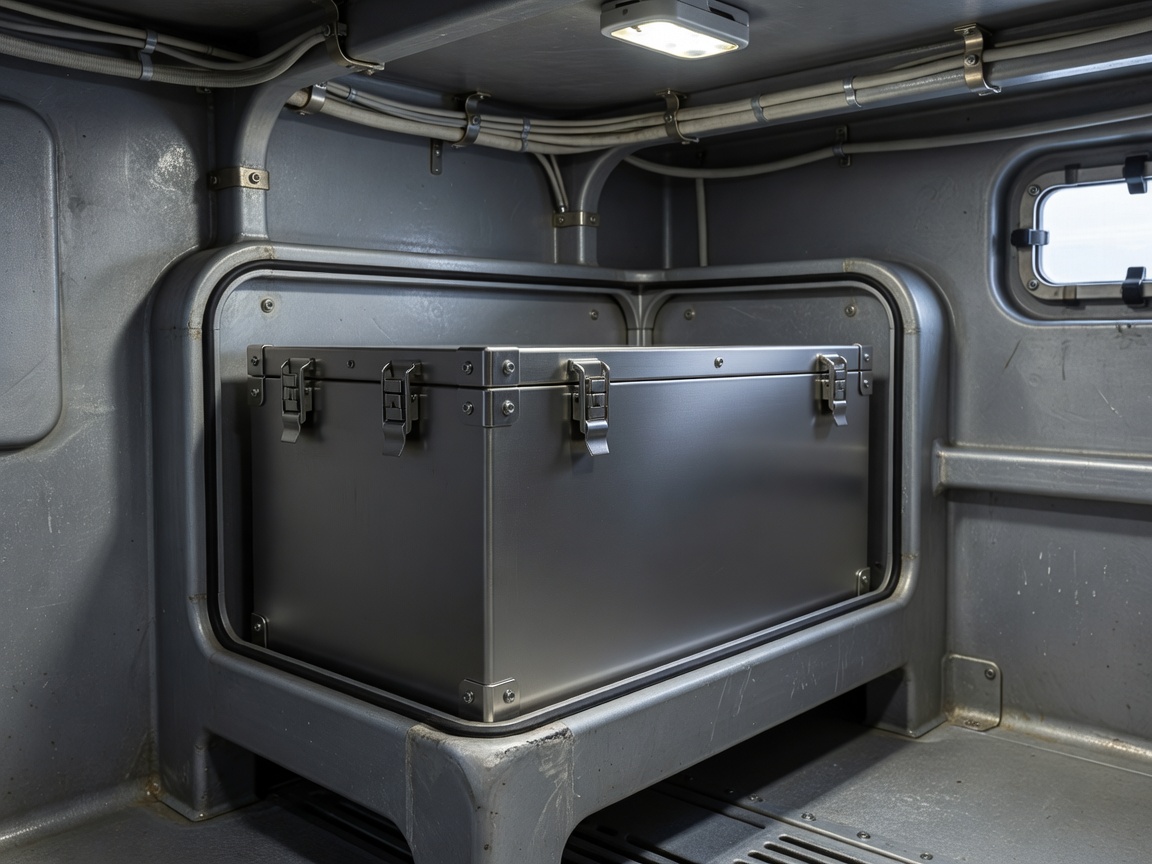 Lithium titanate battery enclosure inside waterproof marine rack